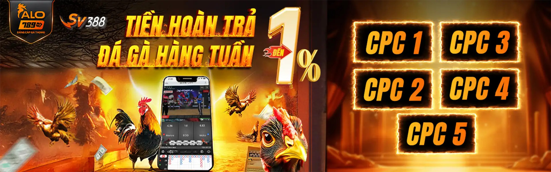 Banner tiền hoàn trả đá gà